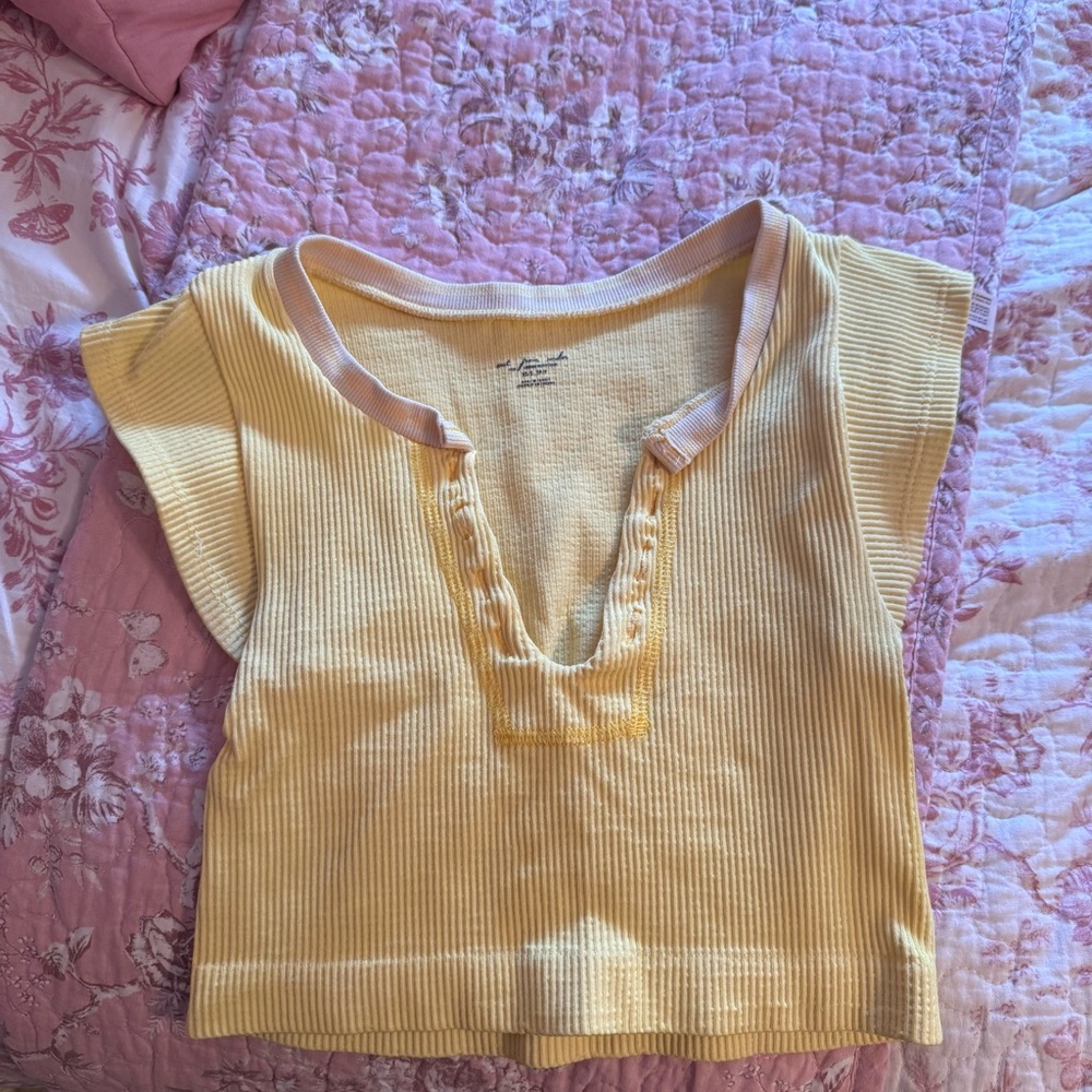 Uo Yellow Ribbed Crop Top